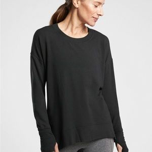 Athleta Coaster Luxe Black Side Slit Sweatshirt M